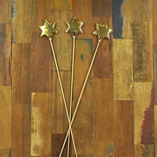 STELLA DI NATALE SU BASTONCINO - ORO (6 pz.)