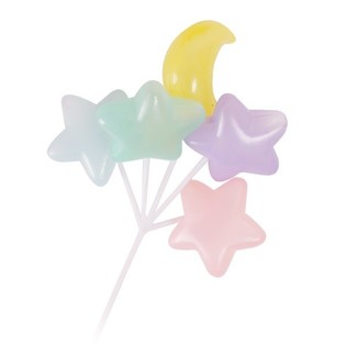 STECCHINO PER CUPCAKE - GRAPPOLO DI PALLONCINI STELLE E LUNA (15 pz.)