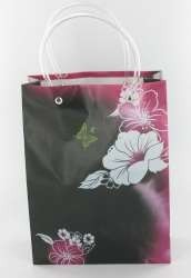 Busta Regalo / Borsa Portaoggetti Nero/Rosa/Fiore Bianco Large (12 pz.)