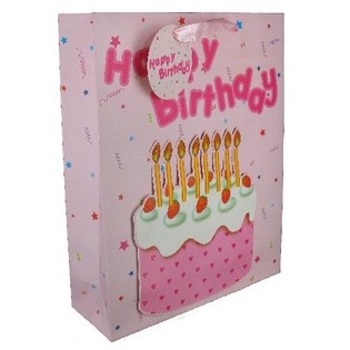 Busta Regalo Happy Birthday Rosa (Confezione da 12 pz.)