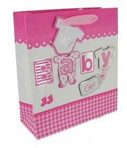 SACCHETTO REGALO NASCITA - ROSA BEB&Egrave; (12 pz.)