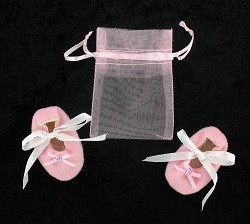 Scarpine da Neonato Decorative con Sacchetto Regalo - Rosa (12 paia)