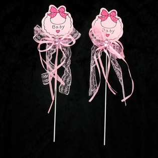 Topper per Torta Nascita / Baby Shower - Rosa (12 pz.)