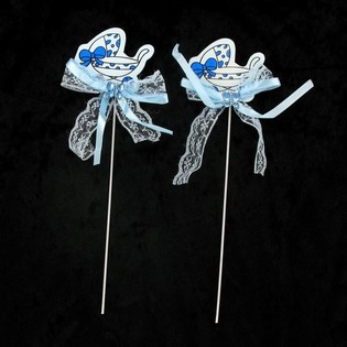 TOPPER CAKE PICK NASCITA - PASSEGGINO BLU (12 pz.)