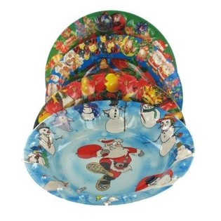 Piatti Fondi di Natale in Plastica (9 pz.)
