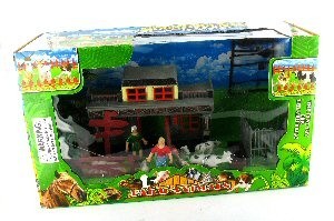 Set Gioco Fattoria Completo con Casetta Western e Animali