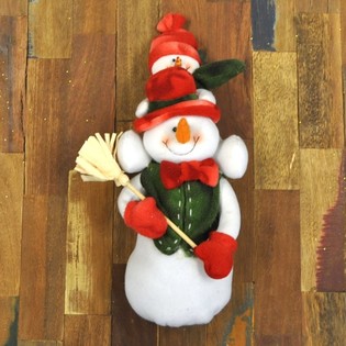 PUPAZZO DI NEVE DI PELUCHE CON BEB&Egrave; SULLE SPALLE 38 CM (1 pz.)