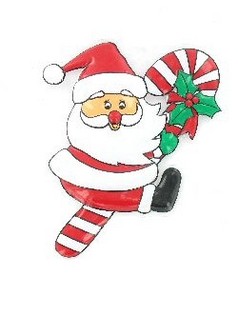 Targa Decorativa - Babbo Natale su Bastoncino di Zucchero (6 pz.)