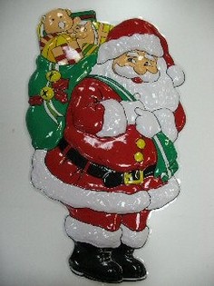 GRANDE PANNELLO DECORATIVO - BABBO NATALE CON SACCO REGALO (2 pz.)