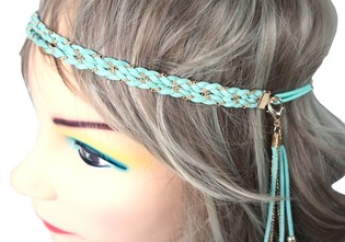 Fascia per Capelli con Piume Menta (1 pz)