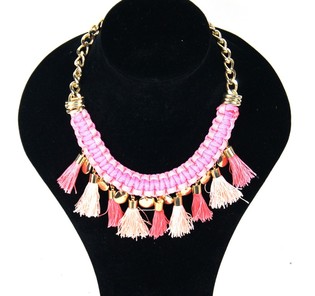 Collana di Lusso Stile Ibiza con Nappe Rosa (1 pz)