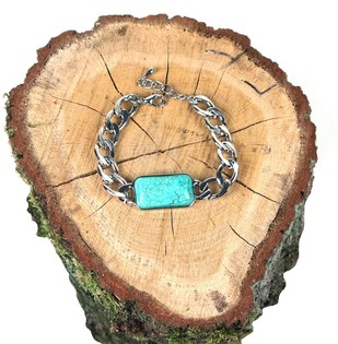 Bracciale Stile Ibiza Argentato con Pietra Blu (1 pz)