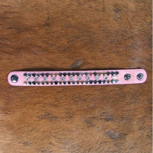 Braccialetto Ibiza Rosa con Borchie e Strass (1 pz)