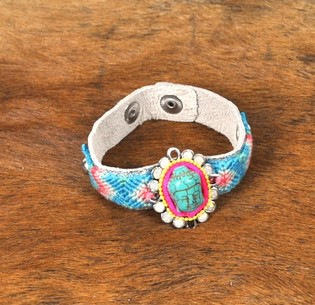 Bracciale Stile Ibiza Argentato con Buddha Turchese (1 pz)