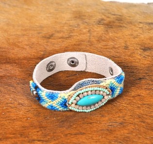 Bracciale di Lusso Stile Ibiza Effetto Argento e Turchese (1 pz)