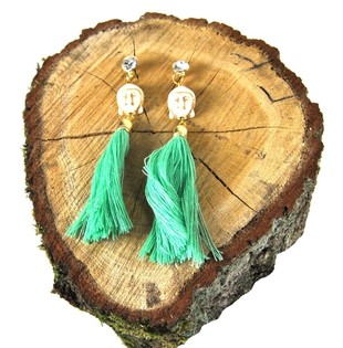 Orecchino stile Ibiza Buddha Menta/Crema (1 pz)