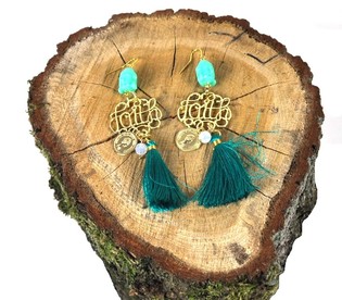 ORECCHINI STILE IBIZA BUDDHA MENTA (1 paio)