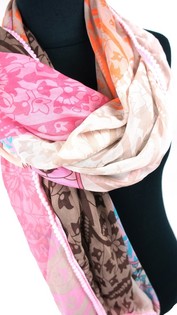 Sciarpa di Lusso Stile Ibiza Rosa/Marrone/Arancione (1 pz.)