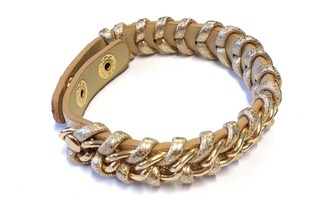 Braccialetto Stile Ibiza Intrecciato Oro/Marrone (1 pz)