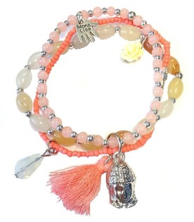 Braccialetto Stile Ibiza Salmone con Buddha (1 pz)