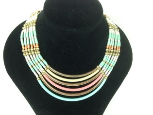 Collana di Lusso Stile Ibiza Turchese / Crema / Oro (1 pz)