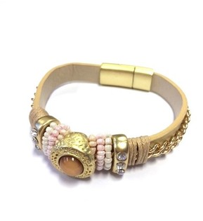 Braccialetto di Lusso Stile Ibiza Crema / Taupe (1 pz)