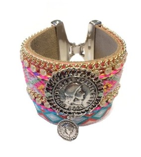 Braccialetto di Lusso Stile Ibiza Multicolore Monete (1 pz)