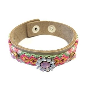 Bracciale di Lusso Stile Ibiza Crema/Taupe Fiore (1 pz)