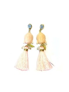 Orecchini Stile Ibiza Buddha Bianco Sporco / Rosa Pastello (1 pz)