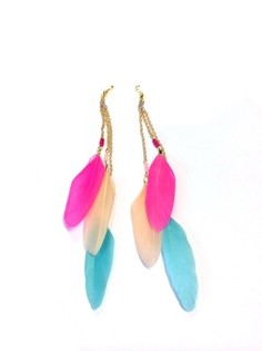 Orecchini con piume stile Ibiza - Multicolore (1 pz)