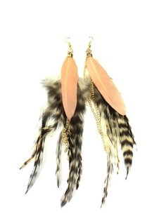 Orecchini Piume di Tigre e Salmone Stile Ibiza (1 pz)