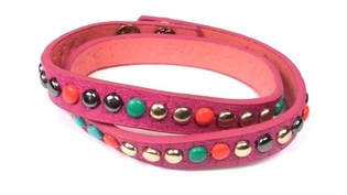 Braccialetto Fuchsia con Borchie (Stile Ibiza)