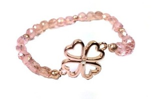 Bracciale Stile Ibiza Rosa Quadrifoglio - Elastico (1 pz)