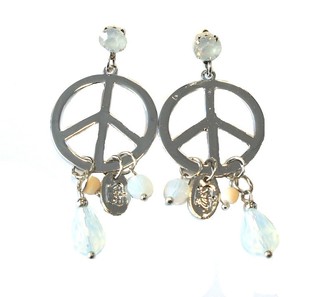Orecchini d'Argento Peace con Cristallo Bianco (1 pz.)
