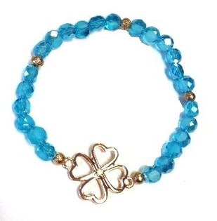 Braccialetto Blu con Quadrifoglio (1 pz)
