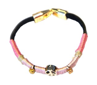 Braccialetto Stile Ibiza con Simbolo della Pace Rosa (1 pz.)