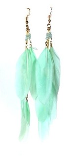 Orecchini con Piume Color Zecca | Stile Ibiza (1 pz.)