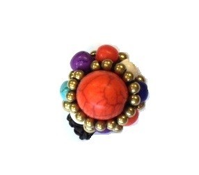 Anello stile Ibiza con pietra (1 pz)