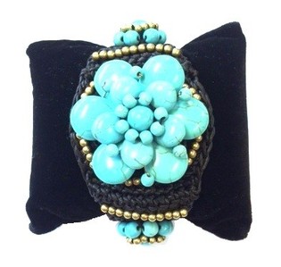 Braccialetto Stile Ibiza Fiore Turchese (1 pz)