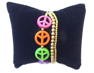 Braccialetto colorato stile Ibiza con simboli della pace (1 pz)