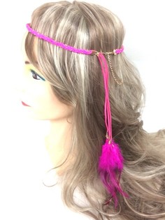 Fascia intrecciata con piume fucsia (1 pz)