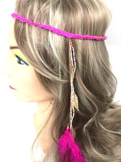 Fascia intrecciata con piume Fucsia (1 pz)