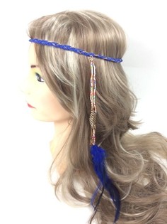 Fascia intrecciata con piume blu scuro (1 pz)