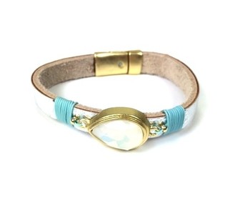 Braccialetto in argento con goccia di madreperla stile Ibiza (1 pz)