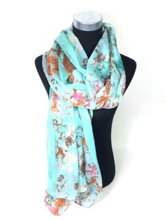 Sciarpa Stile Ibiza Turchese con Rosa/Marrone (1 pz)
