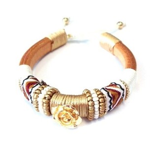 Braccialetto Ibiza Marrone con Fiore Dorato (1 pz)
