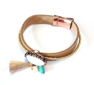 Braccialetto marrone con pietra (1 pz)