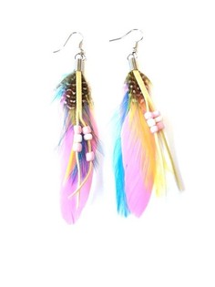 Orecchini con piuma Rosa stile Ibiza (1 pz.)