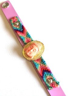 Braccialetto di Lusso Stile Ibiza Rosa/Salmone Buddha (1 pz.)