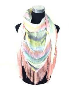 Sciarpa Menta/Rosa con Frange - Stile Ibiza (1 pz)